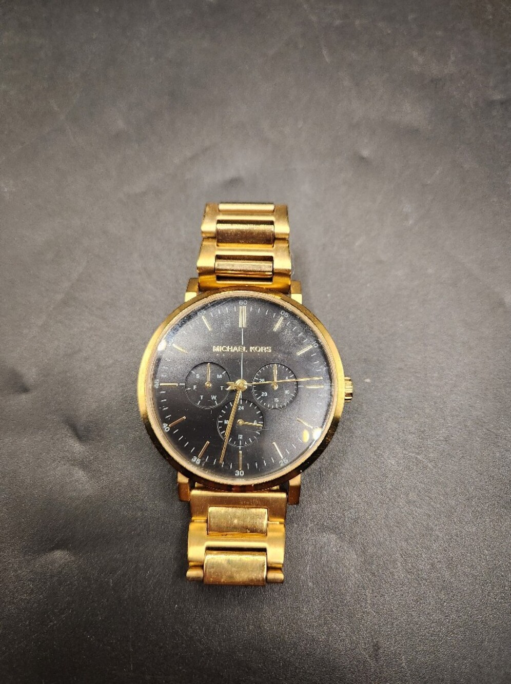 Michael Kors Men's Gold Tone Chronograph Watch - Black Dial